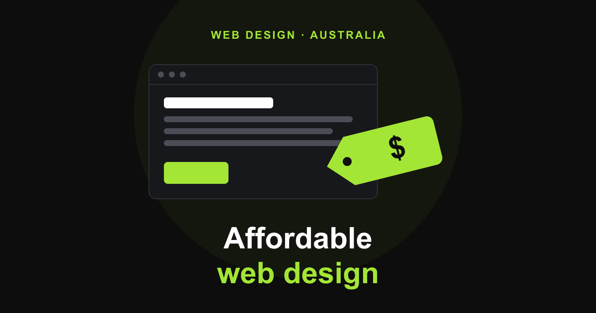 A web page with a price tag attached, illustrating affordable web design in Australia